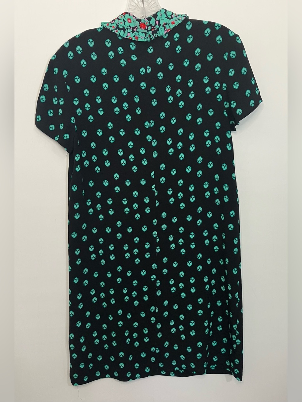 Maje Mini Dress US Sz Medium Black Green Romani Floral Print Short Sleeves Indie - Picture 6 of 6